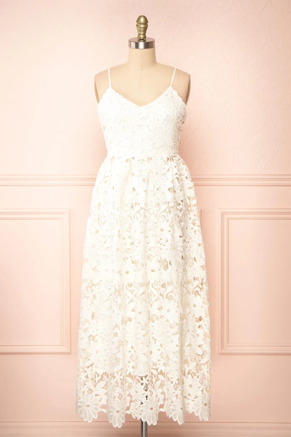 Jacqueline | Embroidered Floral Midi Dress sold by Boutique 1861