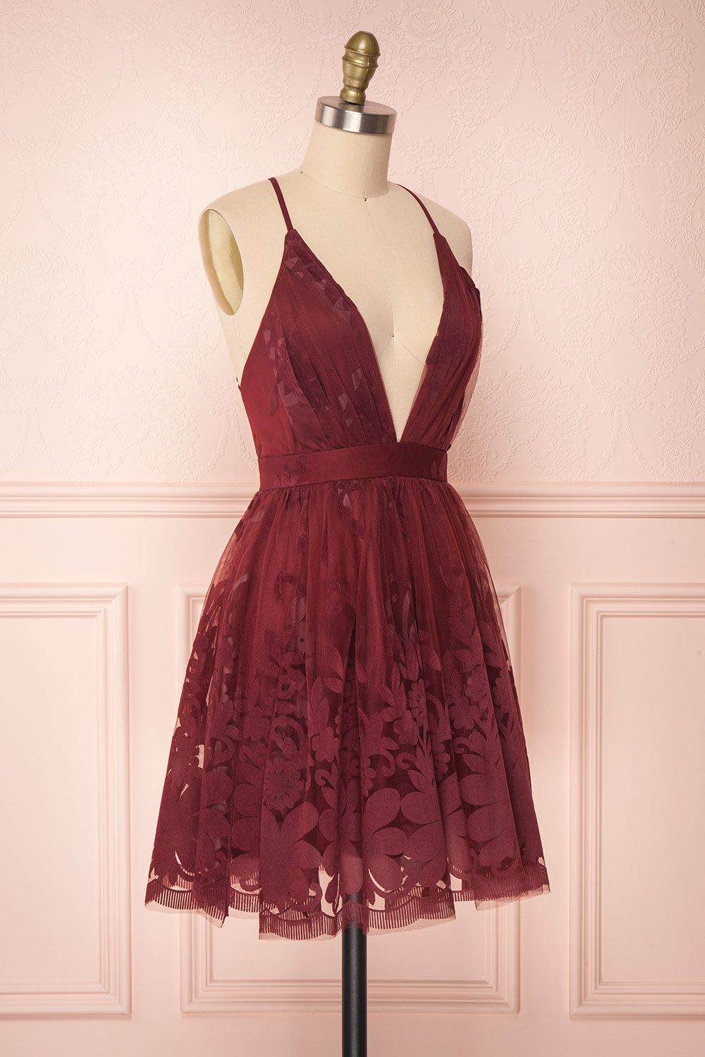 Filly Burgundy | Velvet Pattern Dress sold by Boutique 1861 product image thumbnail 4