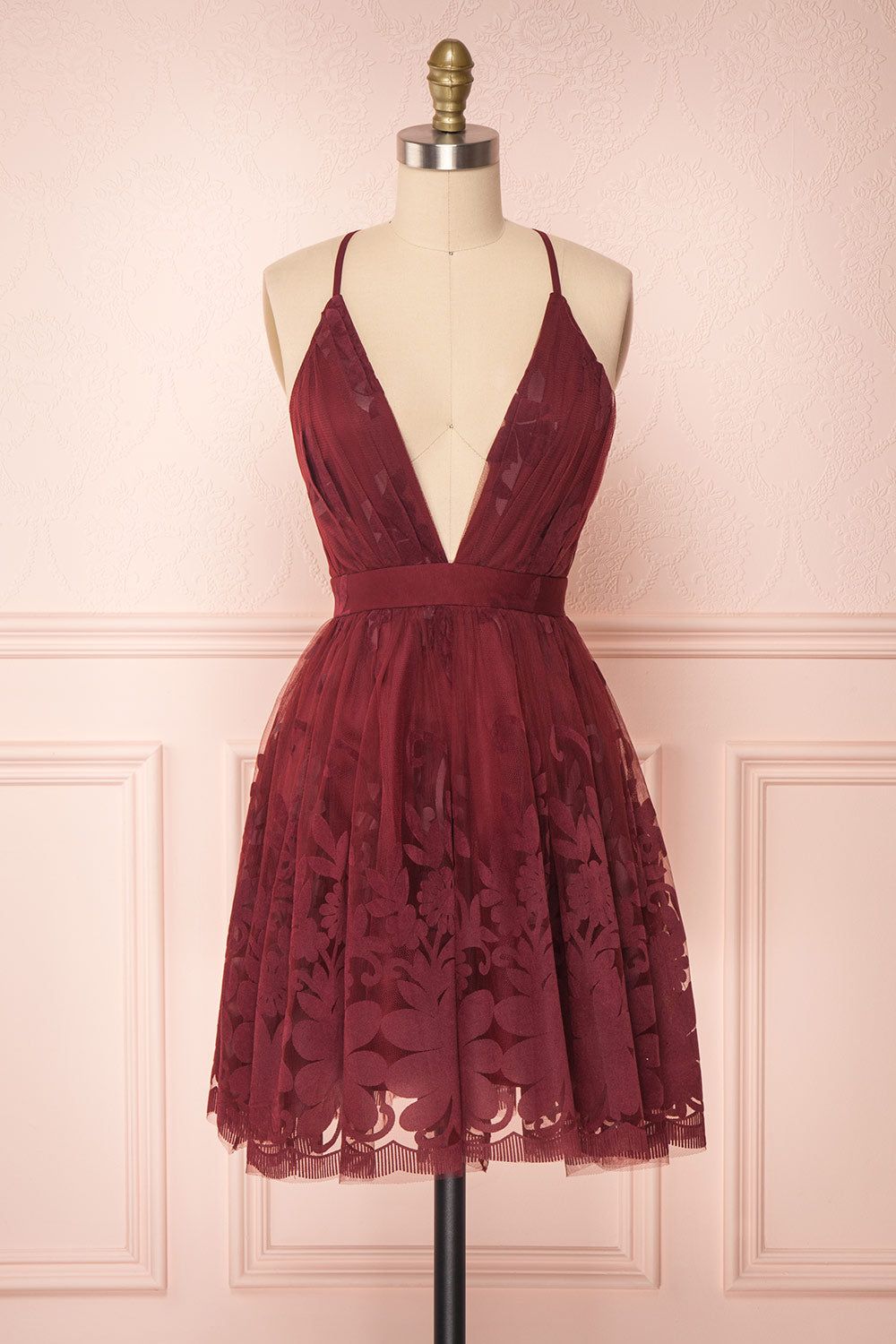 Filly Burgundy | Velvet Pattern Dress sold by Boutique 1861