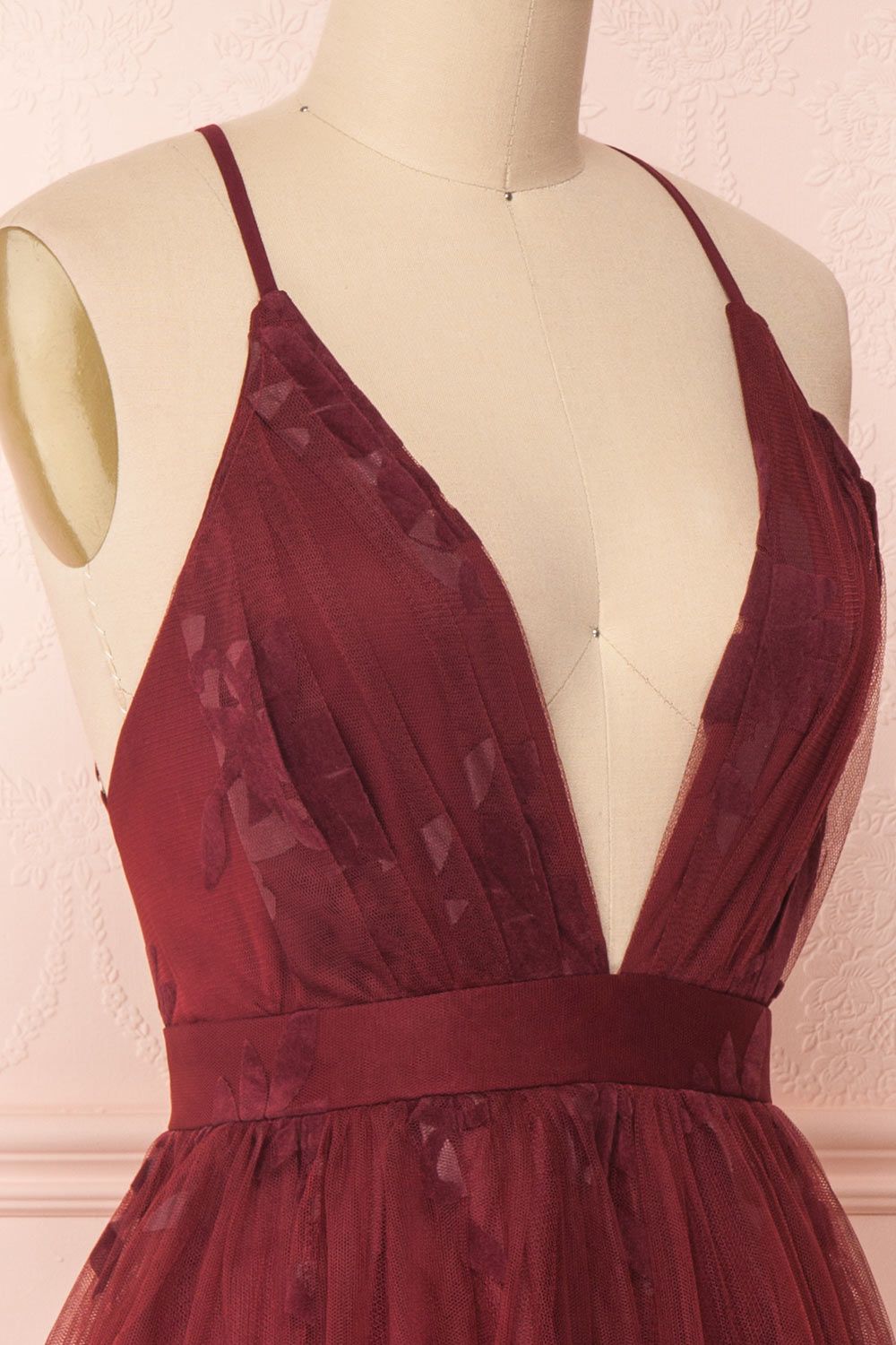Filly Burgundy | Velvet Pattern Dress sold by Boutique 1861 product image thumbnail 5