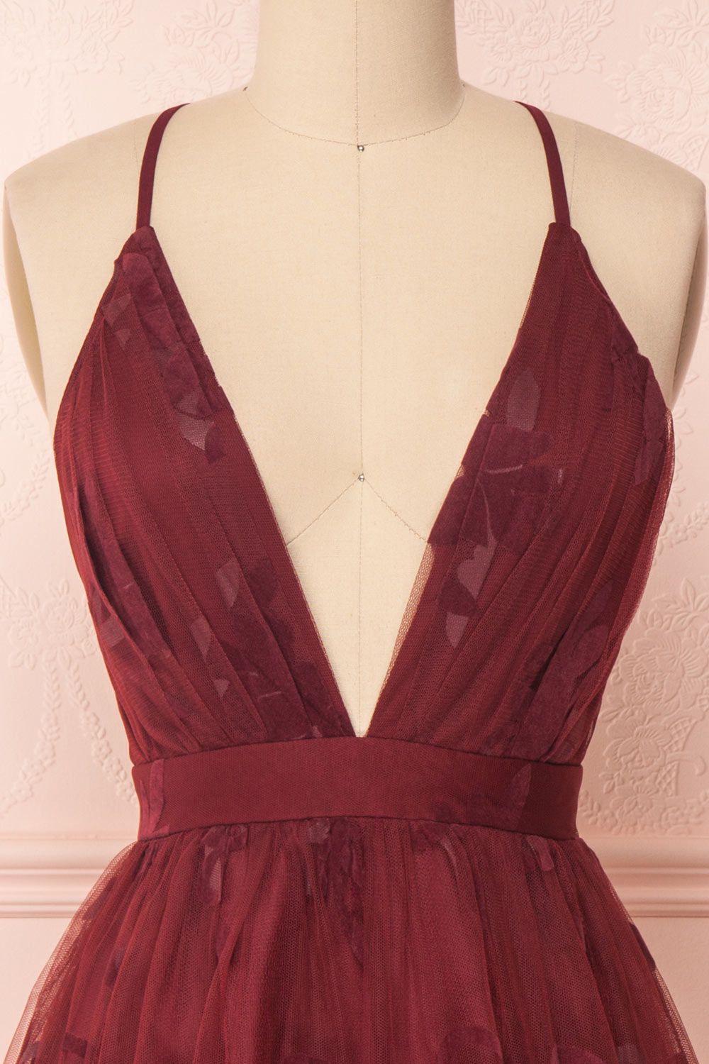 Filly Burgundy | Velvet Pattern Dress sold by Boutique 1861 product image thumbnail 3