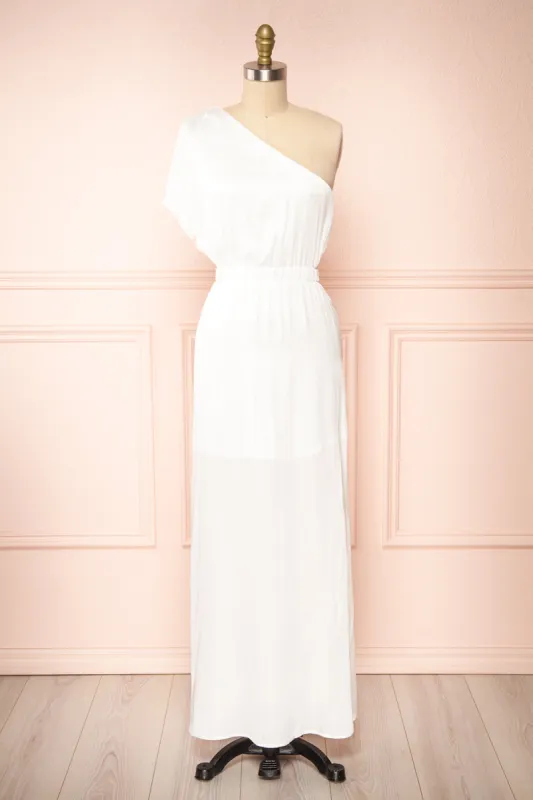 Dulcie | White Maxi Dress w/ Side Cut-Outs sold by Boutique 1861