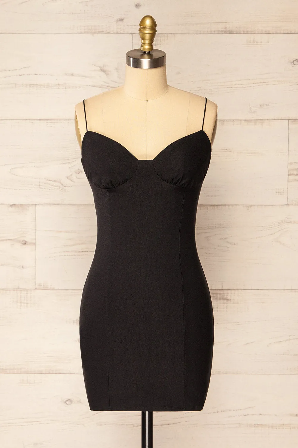Mystik | Fitted Short Black Dress sold by Boutique 1861