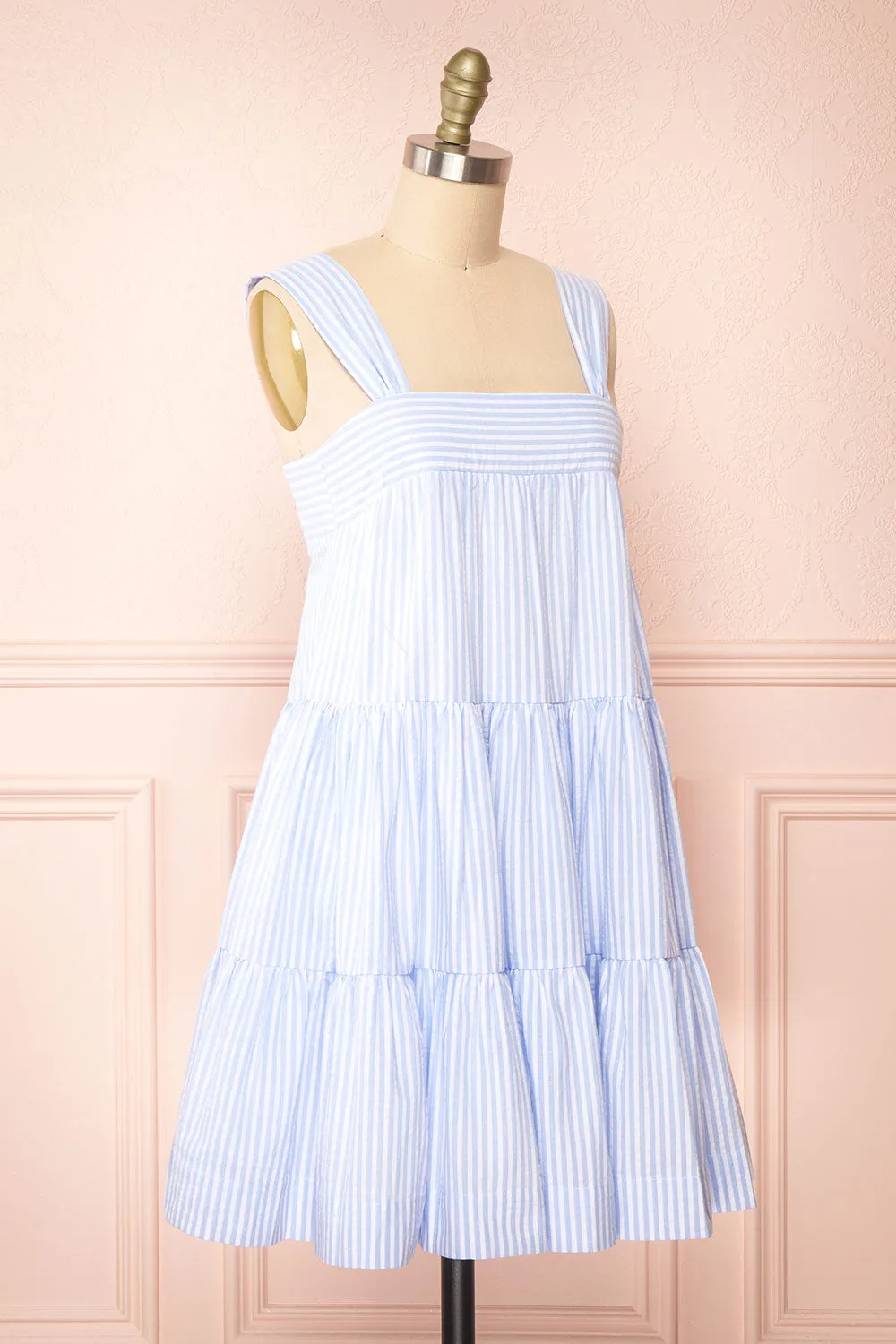 Islah | Blue Striped Short Dress w/ Large Straps sold by Boutique 1861 product image thumbnail 4