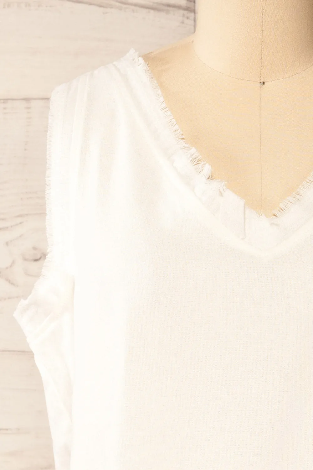 Helsinki Ivory | V-Neck Tank Top w/ Frayed Hem sold by Boutique 1861 product image thumbnail 3