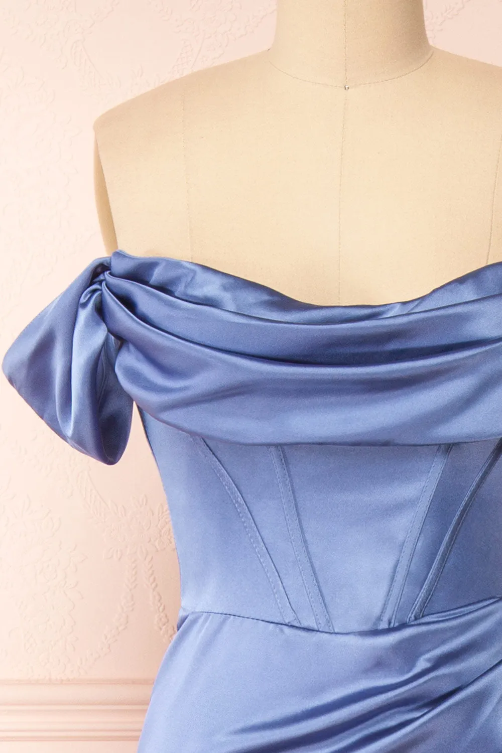 Evolet Blue Grey | Off-Shoulder Corset Maxi Dress sold by Boutique 1861 product image thumbnail 4