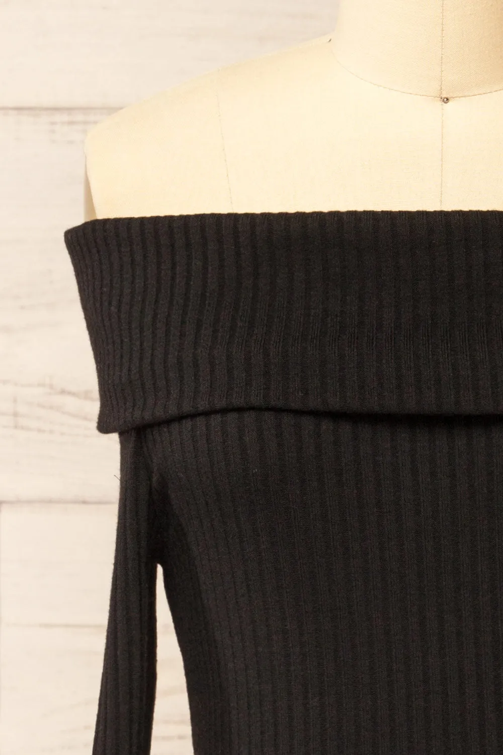 Fairford Black | Off-Shoulder Long Sleeve Knit Top sold by Boutique 1861 product image thumbnail 2