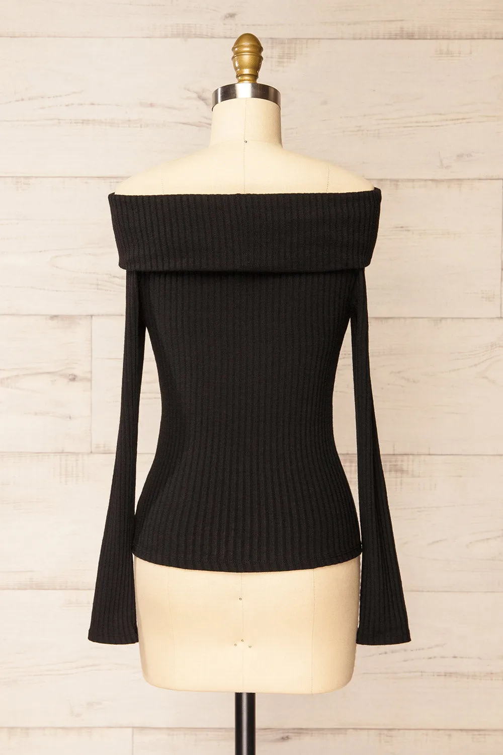Fairford Black | Off-Shoulder Long Sleeve Knit Top sold by Boutique 1861 product image thumbnail 5