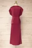 Bossie Burgundy | Long Satin Dress w/ Knot Effect sold by Boutique 1861