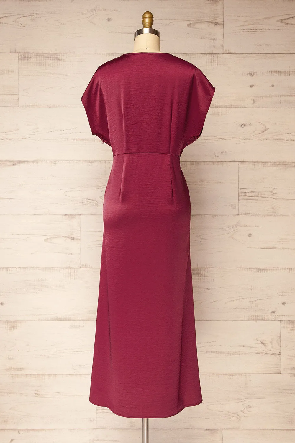 Bossie Burgundy | Long Satin Dress w/ Knot Effect sold by Boutique 1861 product image thumbnail 5