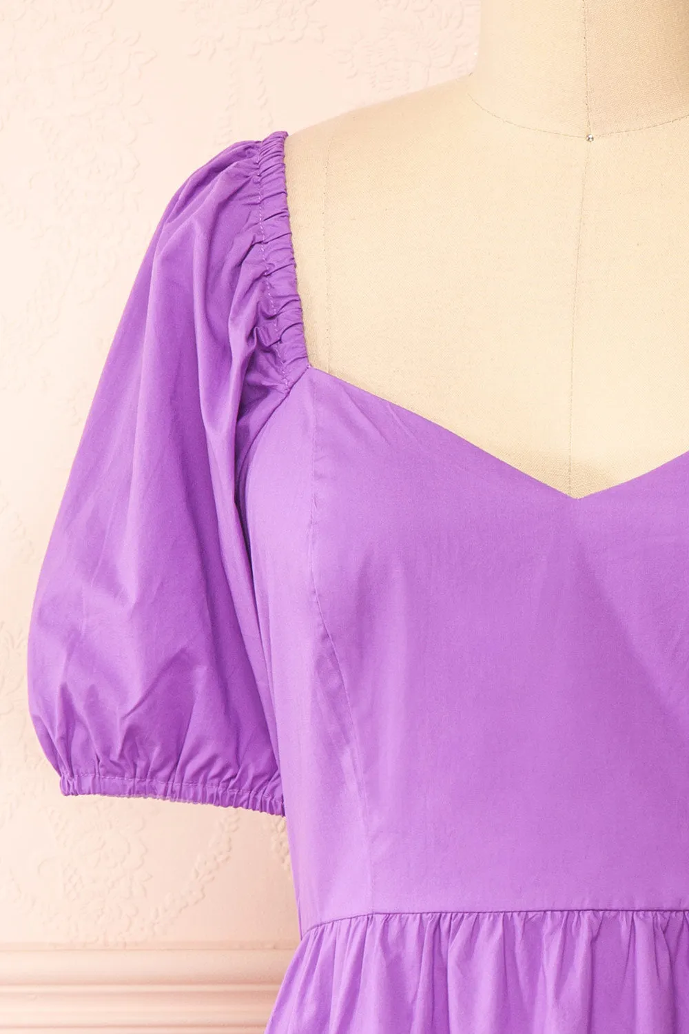 Rochele | Short Tiered Purple Dress w/ Puffy Sleeves sold by Boutique 1861 product image thumbnail 2