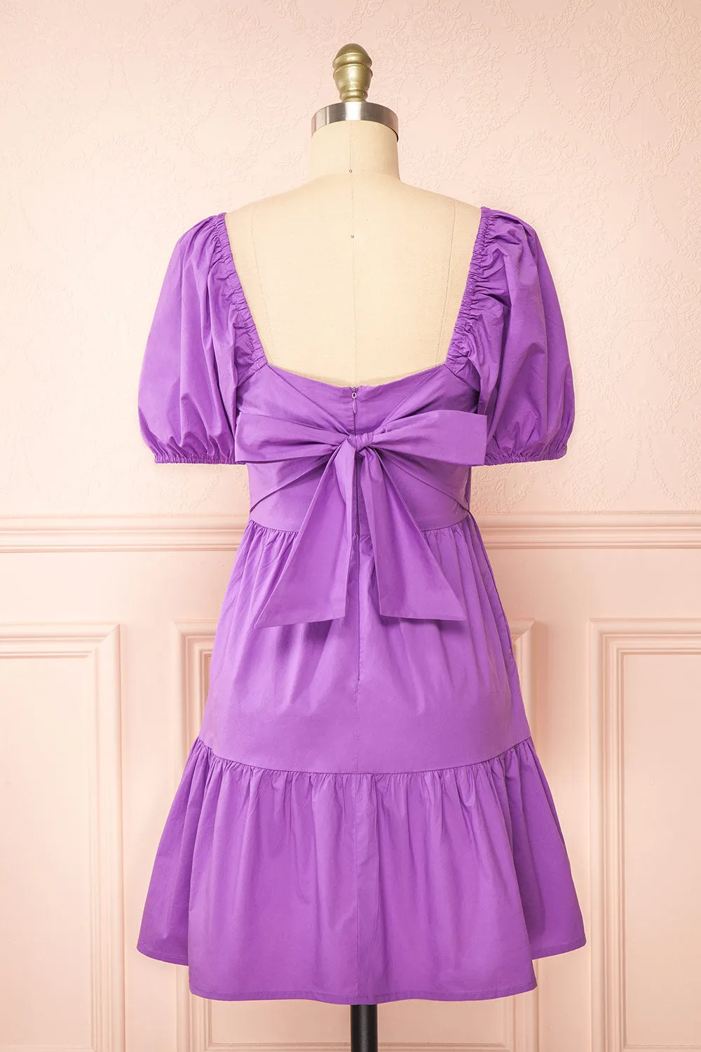 Rochele | Short Tiered Purple Dress w/ Puffy Sleeves sold by Boutique 1861 product image thumbnail 5
