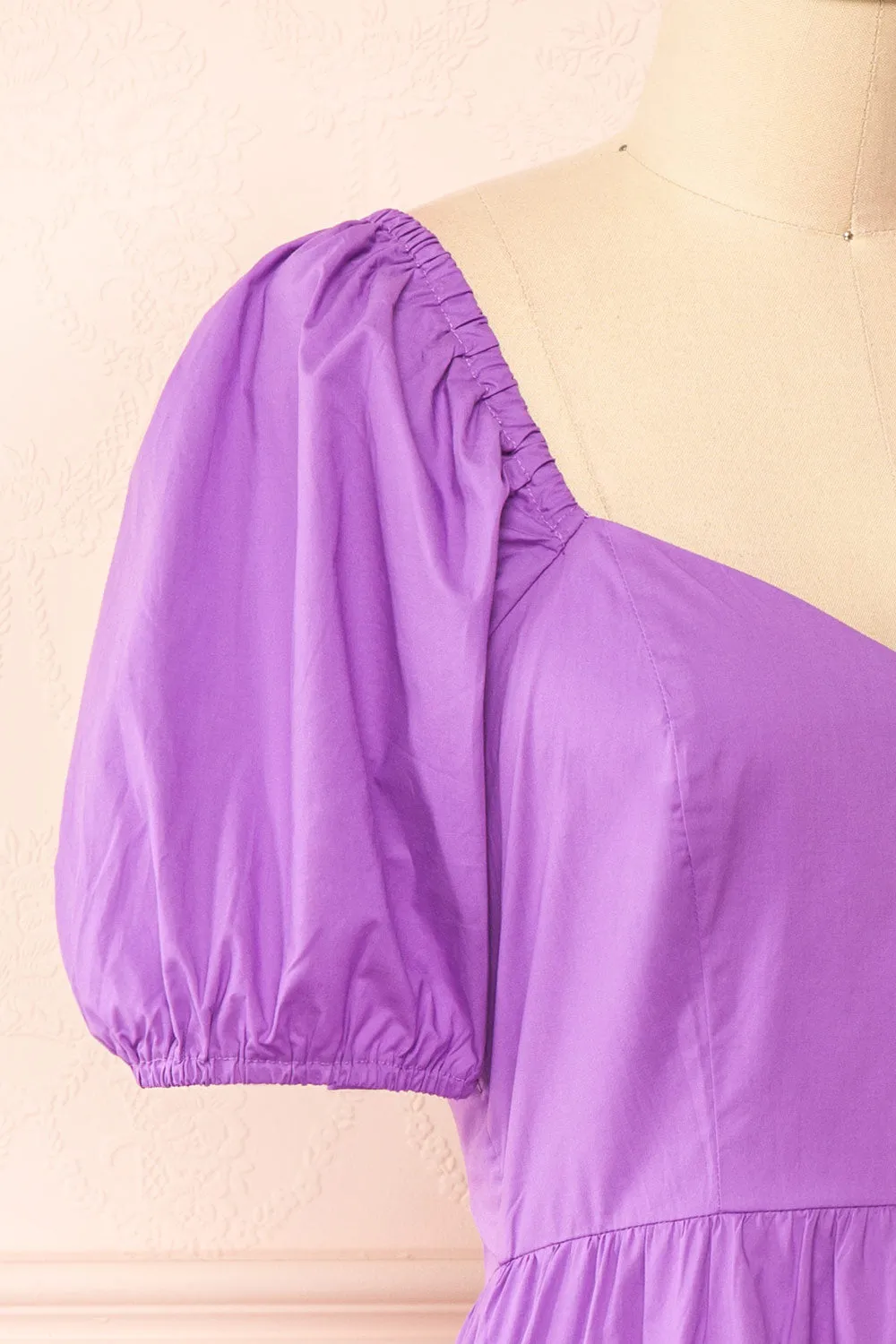 Rochele | Short Tiered Purple Dress w/ Puffy Sleeves sold by Boutique 1861 product image thumbnail 4