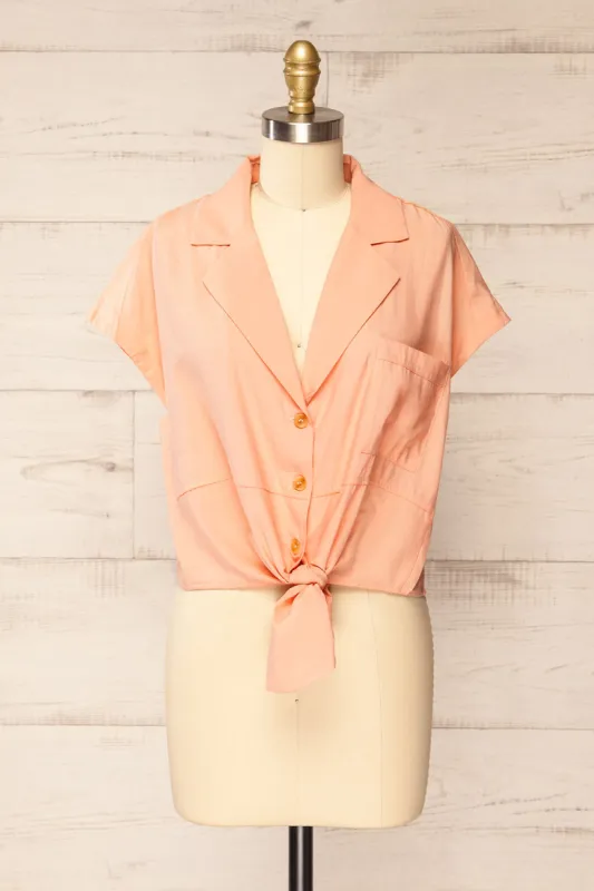 Merempah Orange | Crop Top w/ Front Tie sold by Boutique 1861