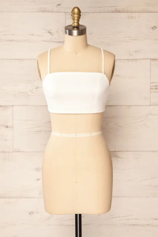 Toluca White | Lace-Up Back Crop Top sold by Boutique 1861