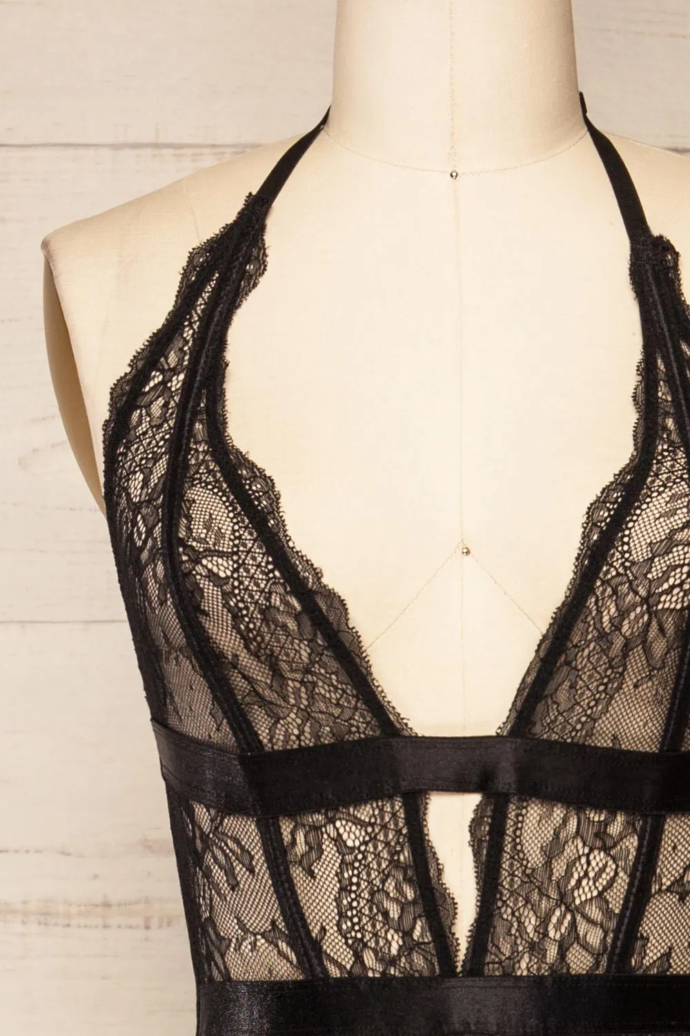 Slavonski | Black Lace Lingerie Bodysuit sold by Boutique 1861 product image thumbnail 2