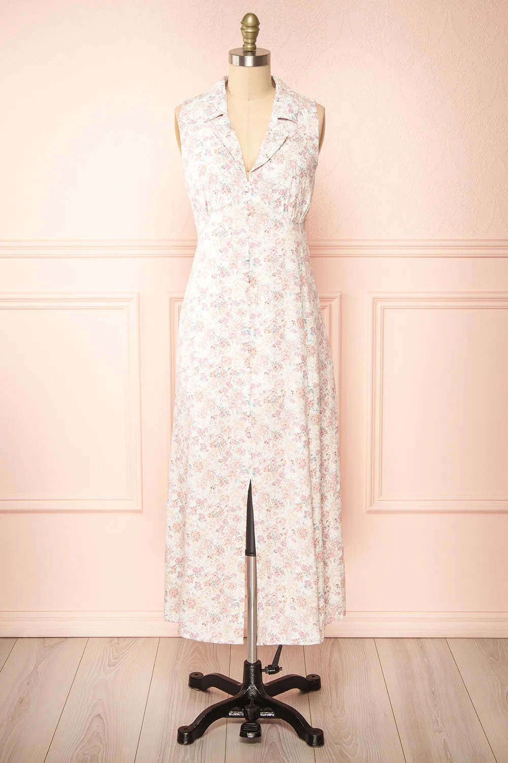 Cysoli | Sleeveless Floral Midi Dress w/ Bow sold by Boutique 1861