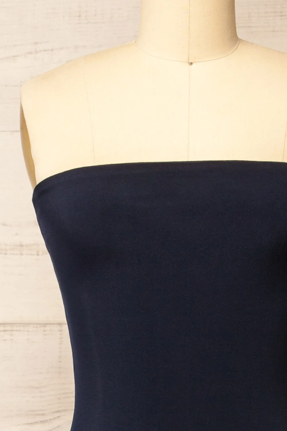 Victorya Navy | Strapless Fitted Midi Dress sold by Boutique 1861 product image thumbnail 4