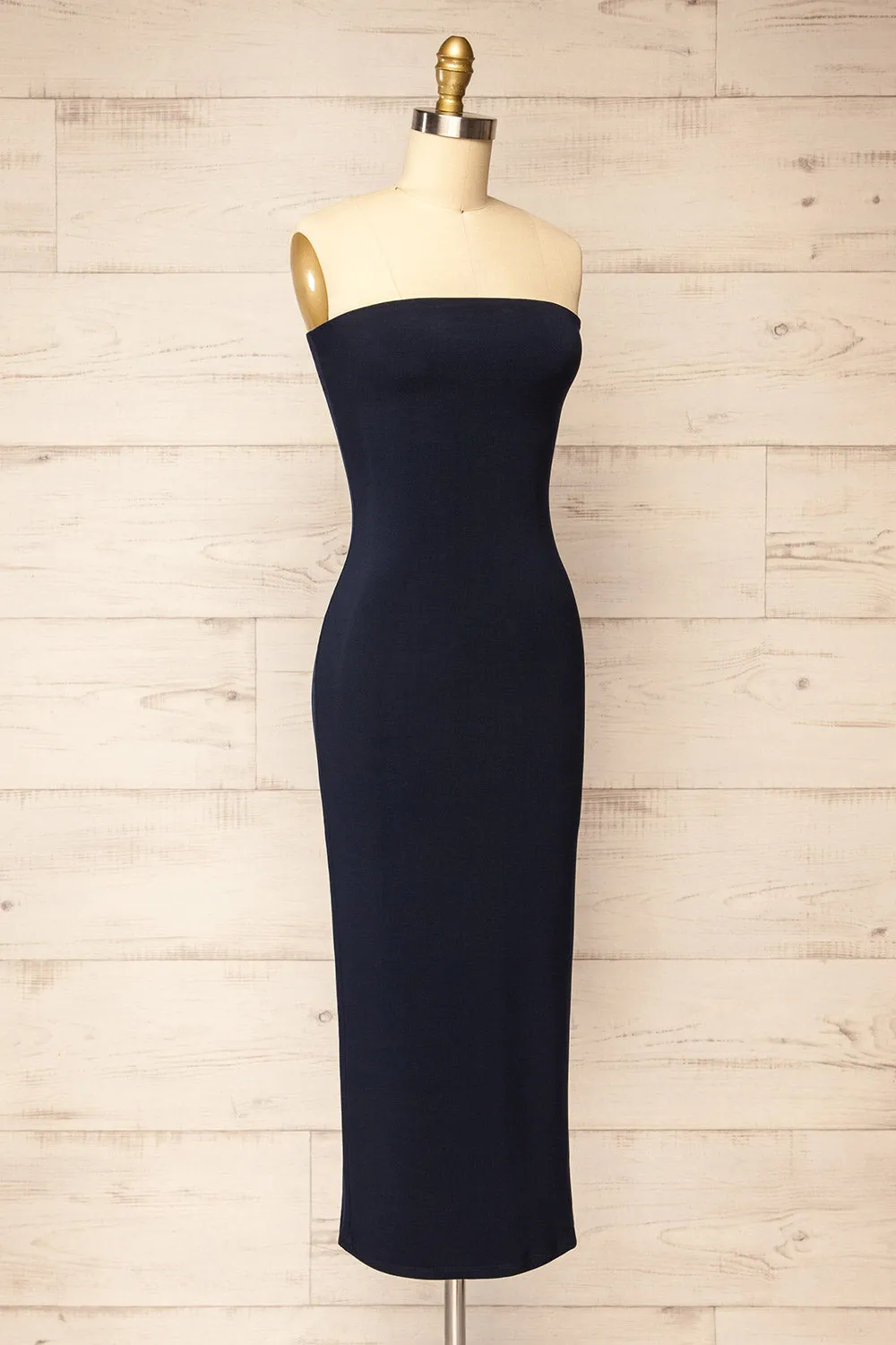 Victorya Navy | Strapless Fitted Midi Dress sold by Boutique 1861 product image thumbnail 5