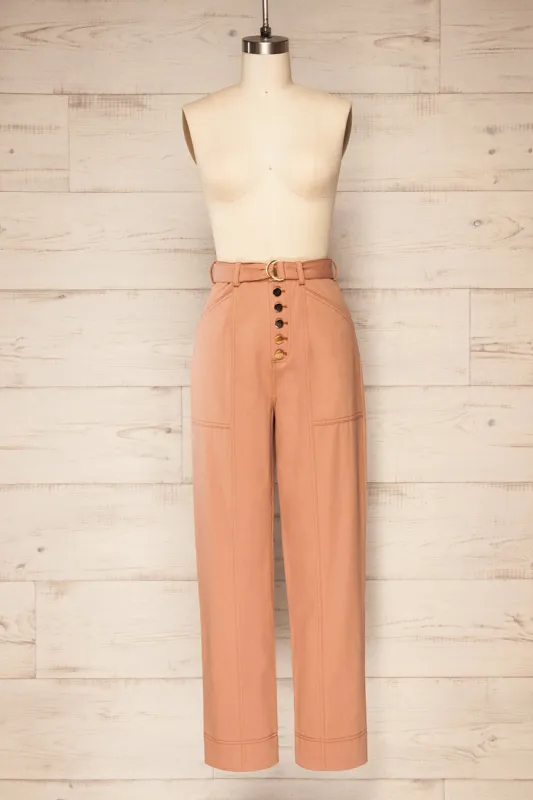 Cajontambo | Pink Denim Wide-Leg Pants w/ Belt sold by Boutique 1861