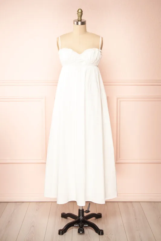 Lyssa | White Midi Dress w/ Empire Waist sold by Boutique 1861