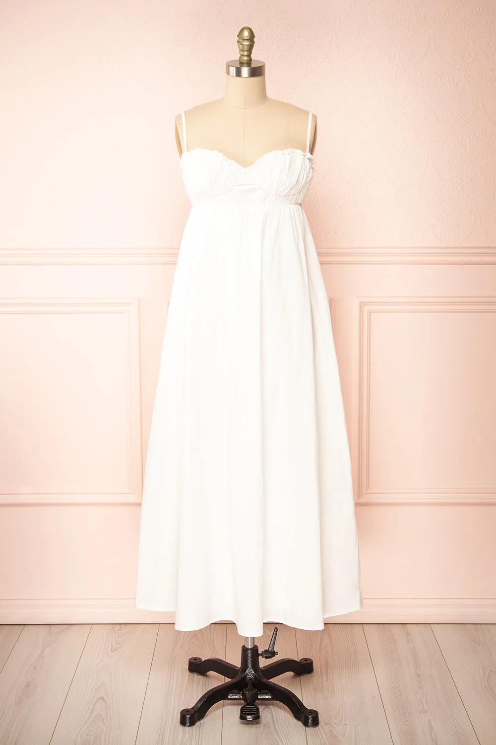 Lyssa | White Midi Dress w/ Empire Waist sold by Boutique 1861
