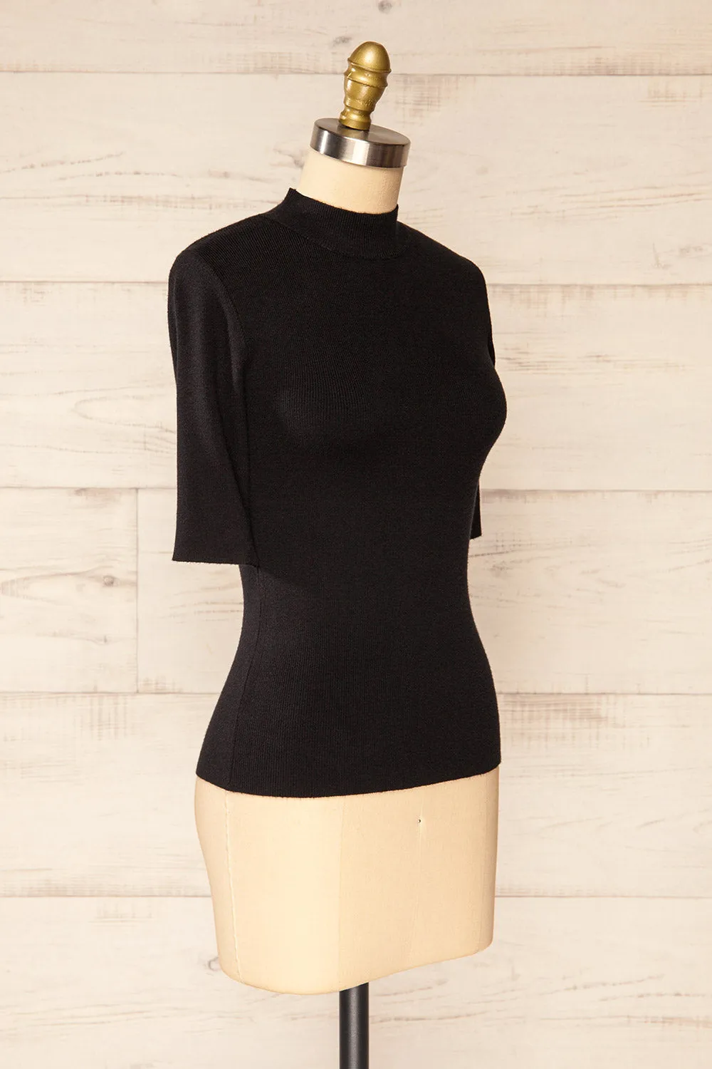 Palermo Black | Short Sleeve Mock Neck Top sold by Boutique 1861 product image thumbnail 3