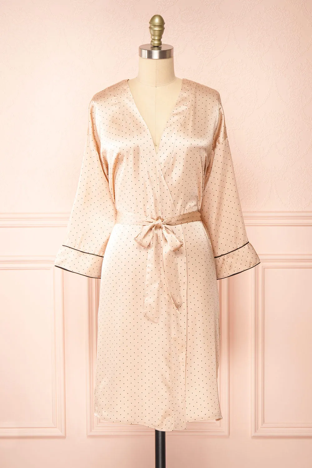 Asami | Pink Polka Dot Satin Kimono sold by Boutique 1861