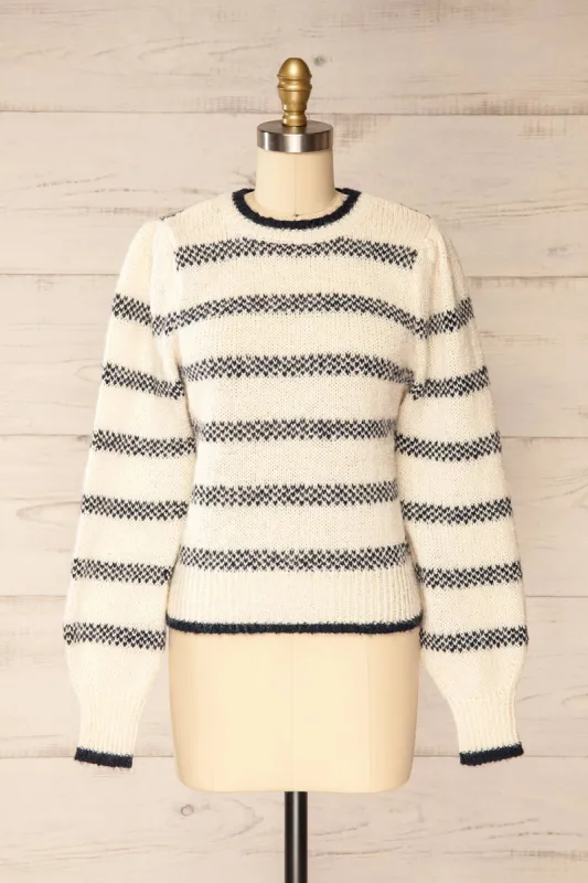 Dudley Ivory | Knit Striped Sweater sold by Boutique 1861