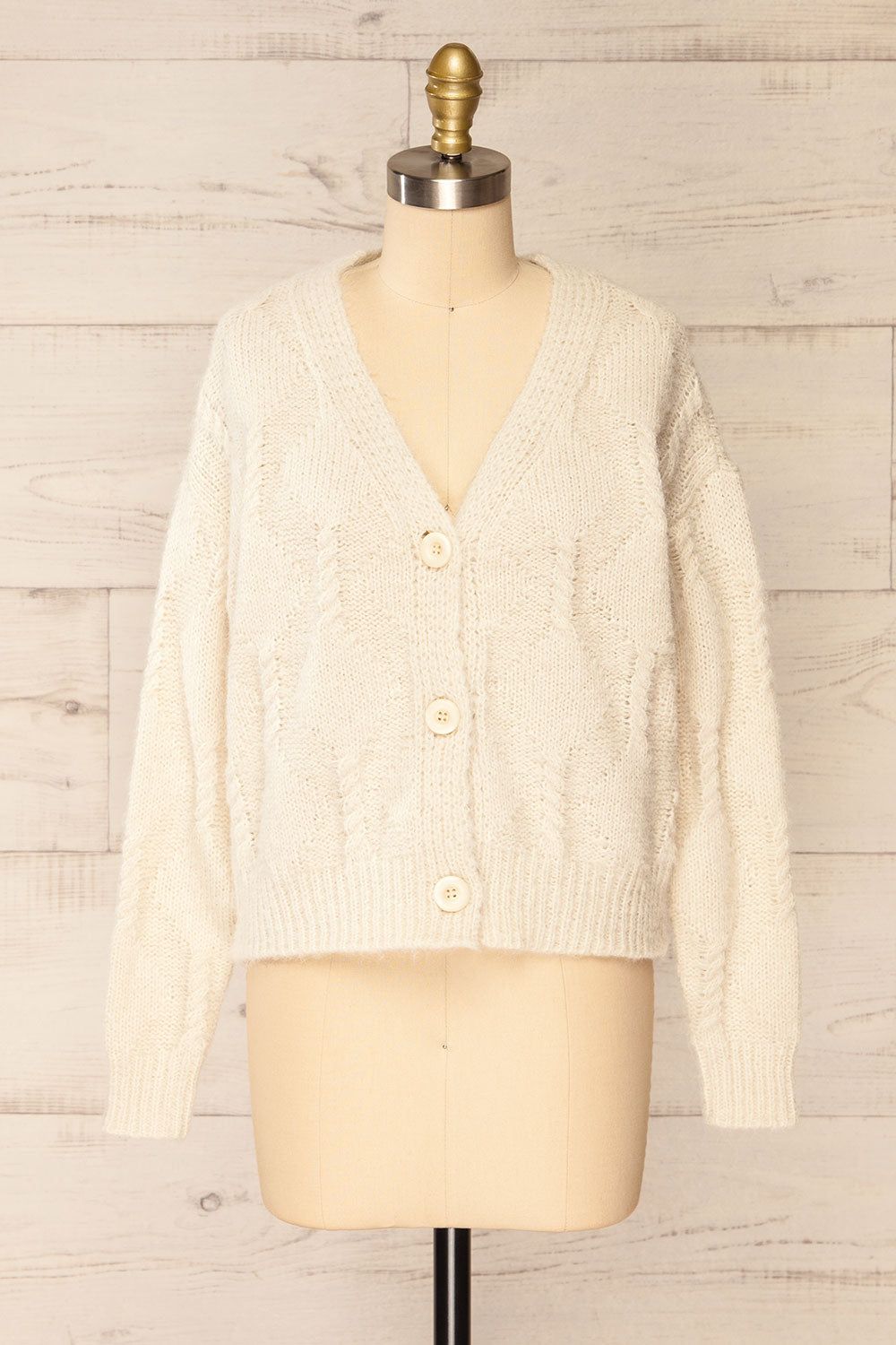 Eggje Ivory | Button-Up Knit Cardigan sold by Boutique 1861
