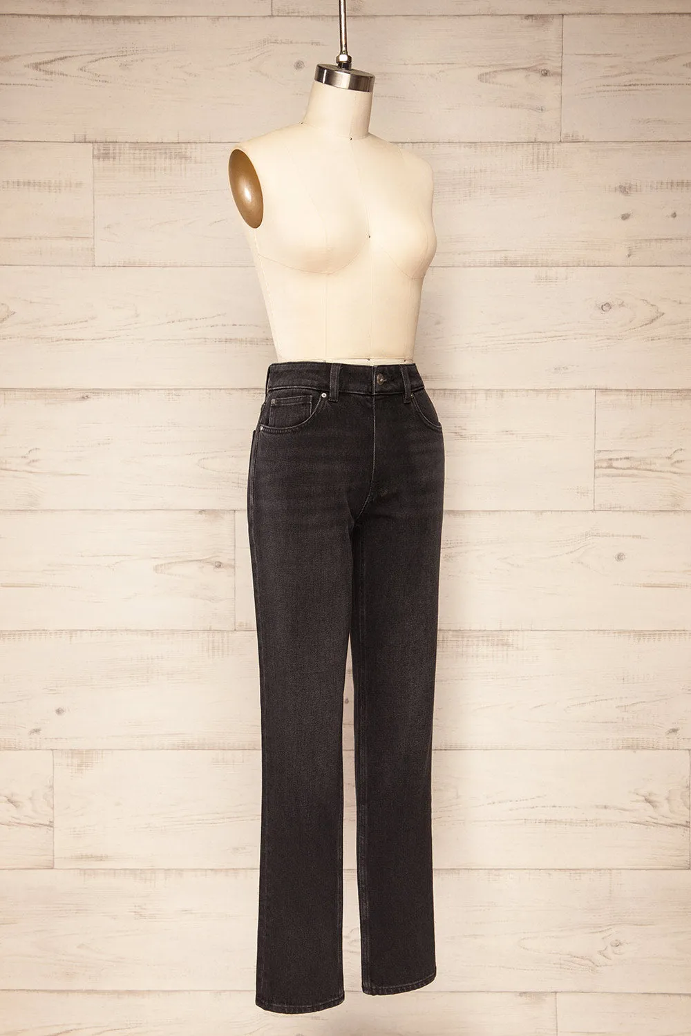 Pleven | Black High-Waisted Straight Leg Jeans sold by Boutique 1861 product image thumbnail 3