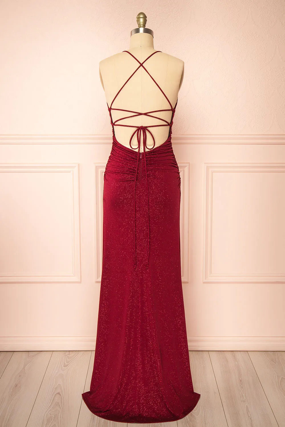 Boutique 1861 Samira Burgundy Sparkly Mermaid Maxi Dress with