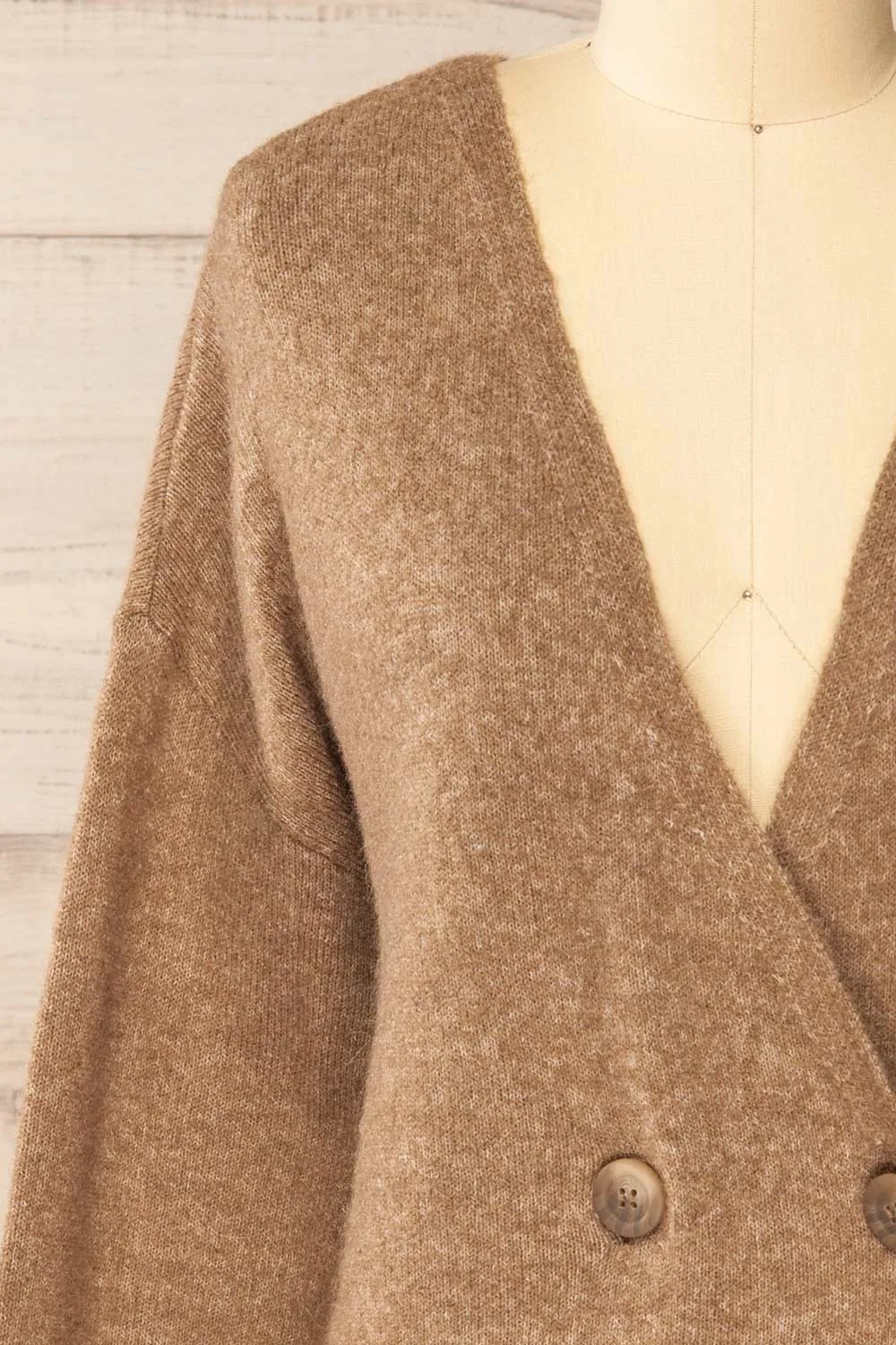 Perceval Taupe | Double-Breasted Knit Cardigan sold by Boutique 1861 product image thumbnail 3