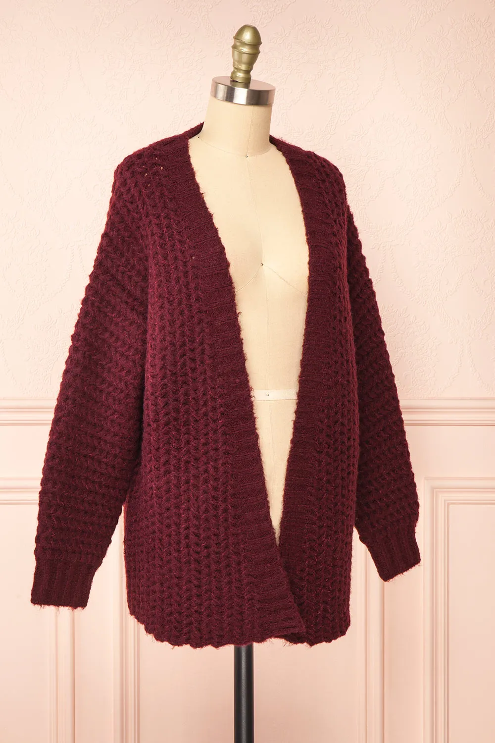 Francoise Burgundy | Knit Open-Front Cardigan sold by Boutique 1861 product image thumbnail 3