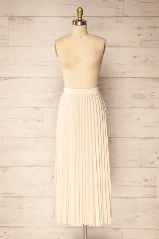 Vaduz Beige | Pleated Maxi Skirt sold by Boutique 1861