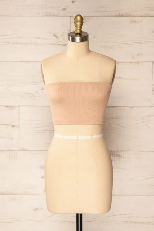 Arcachon Beige | Ribbed Bandeau Top sold by Boutique 1861