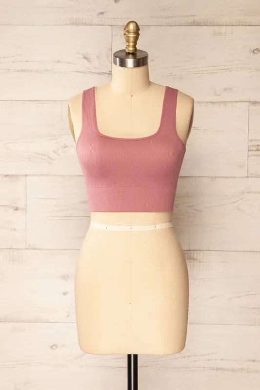 Pompei Mauve | Padded Ribbed Cami Top sold by Boutique 1861