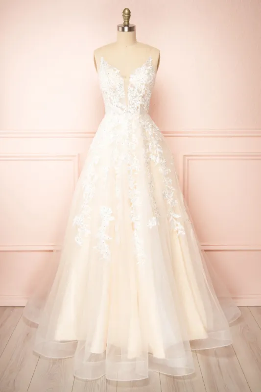 Aicha | Beige Embroidered Bridal Gown w/ Sequins sold by Boutique 1861