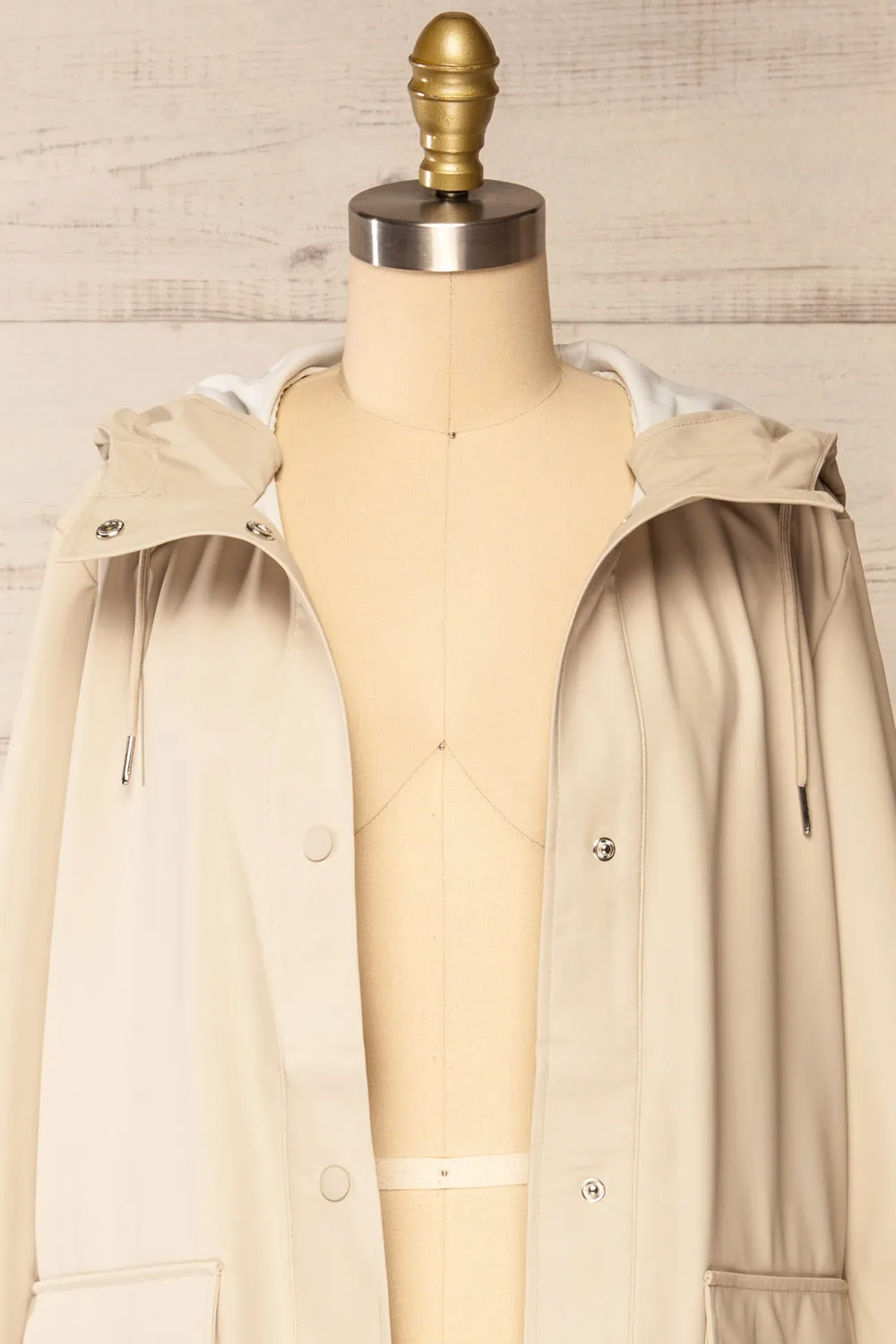 Rochester Beige | Button Up Hooded Raincoat sold by Boutique 1861 product image thumbnail 2