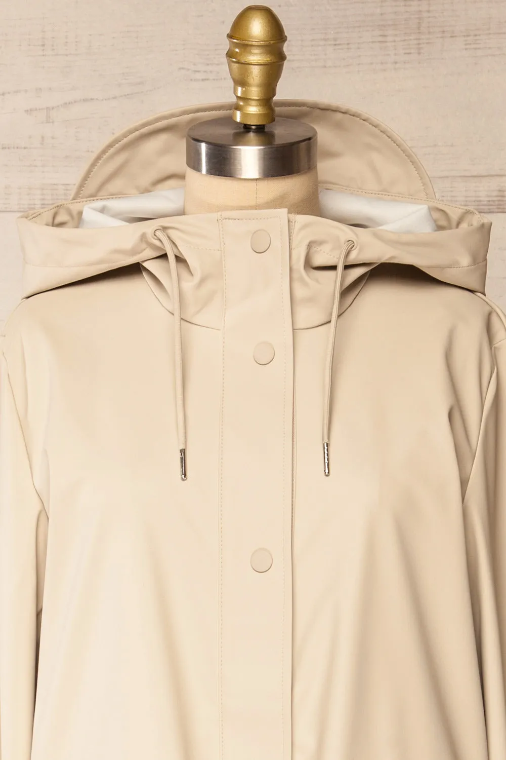 Rochester Beige | Button Up Hooded Raincoat sold by Boutique 1861 product image thumbnail 5