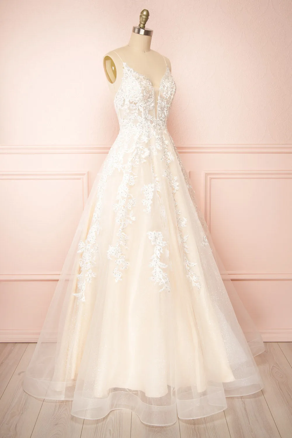 Aicha | Beige Embroidered Bridal Gown w/ Sequins sold by Boutique 1861 product image thumbnail 5