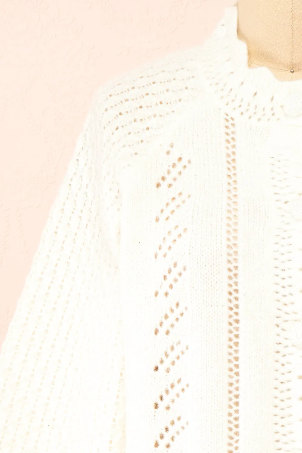 Monethalie | White Openwork Knit Cardigan sold by Boutique 1861 product image thumbnail 3