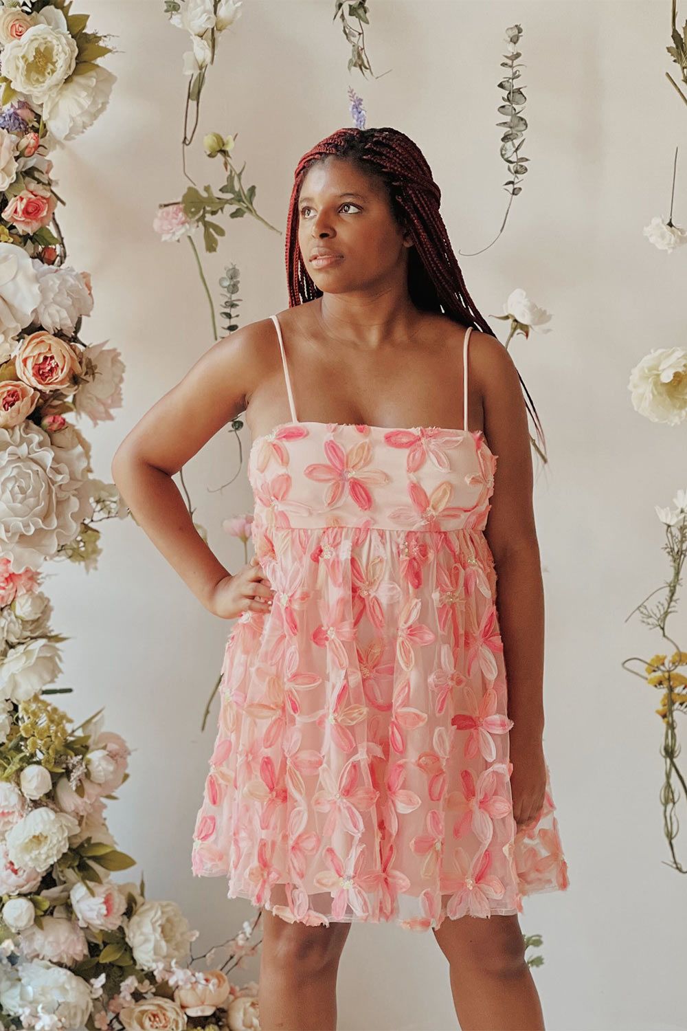 Paolina | Short Pink Floral Babydoll Dress sold by Boutique 1861 product image thumbnail 2