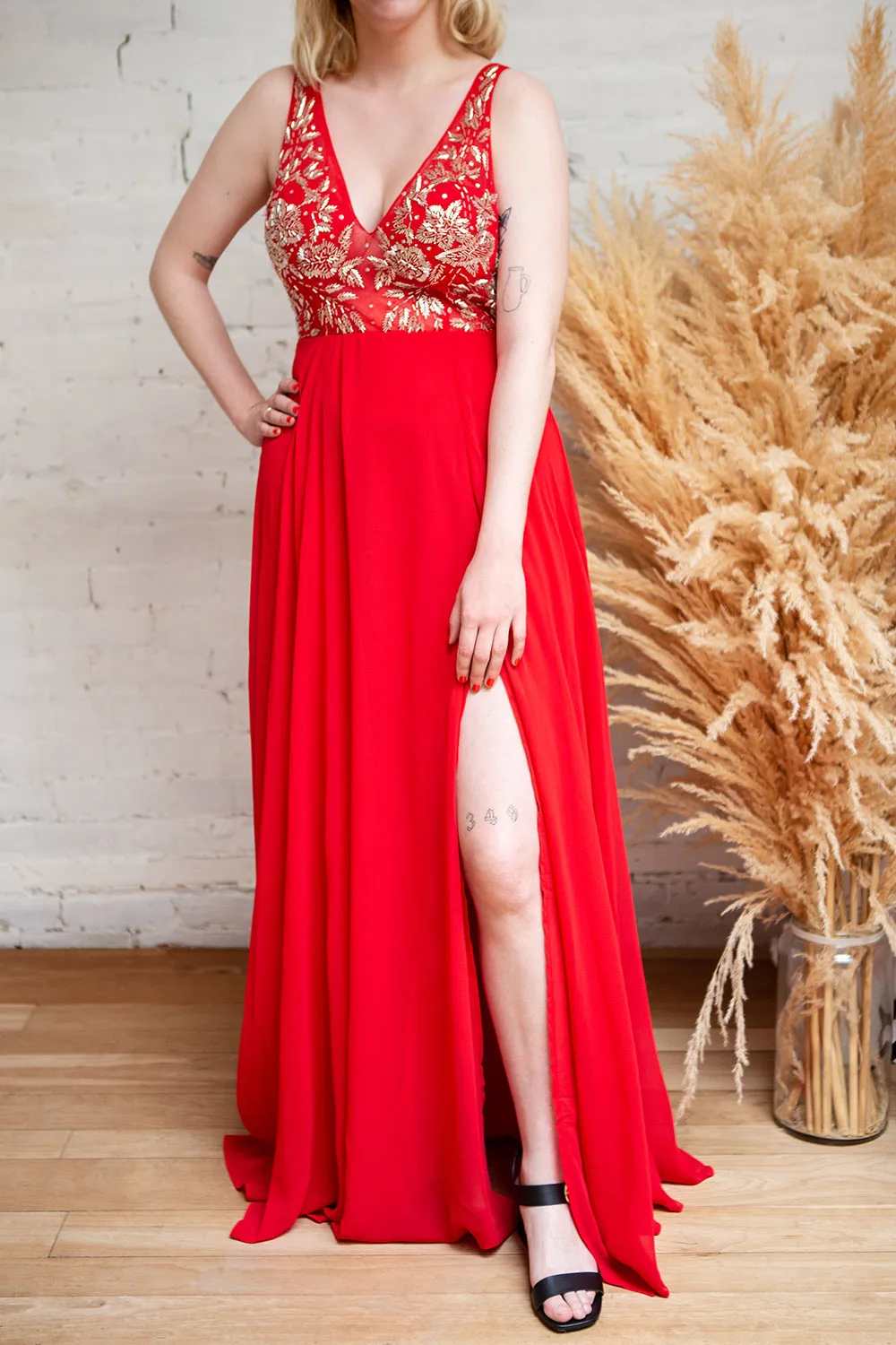Esther Red | Maxi Prom Dress with Slit sold by Boutique 1861 product image thumbnail 2