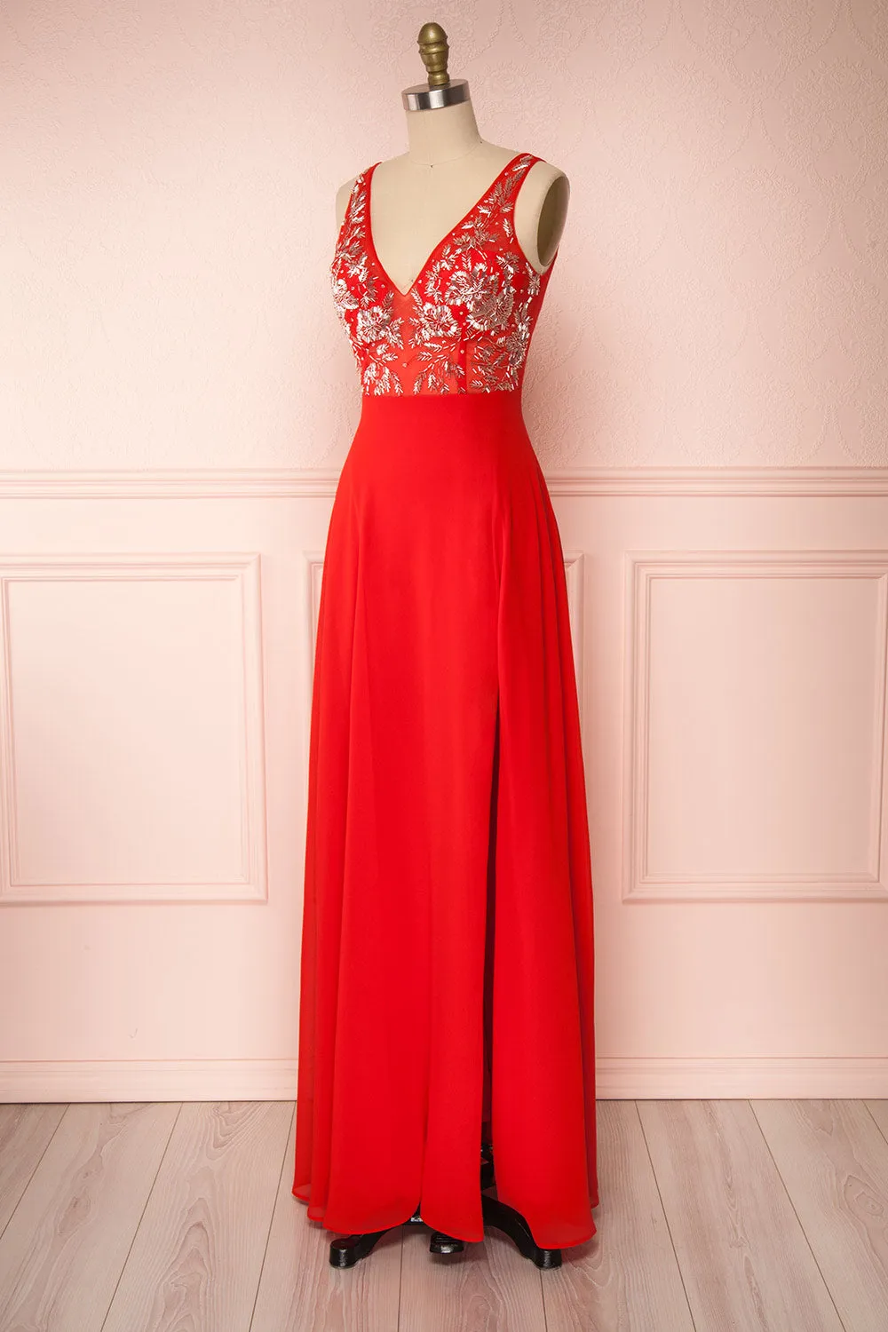 Esther Red | Maxi Prom Dress with Slit sold by Boutique 1861 product image thumbnail 4