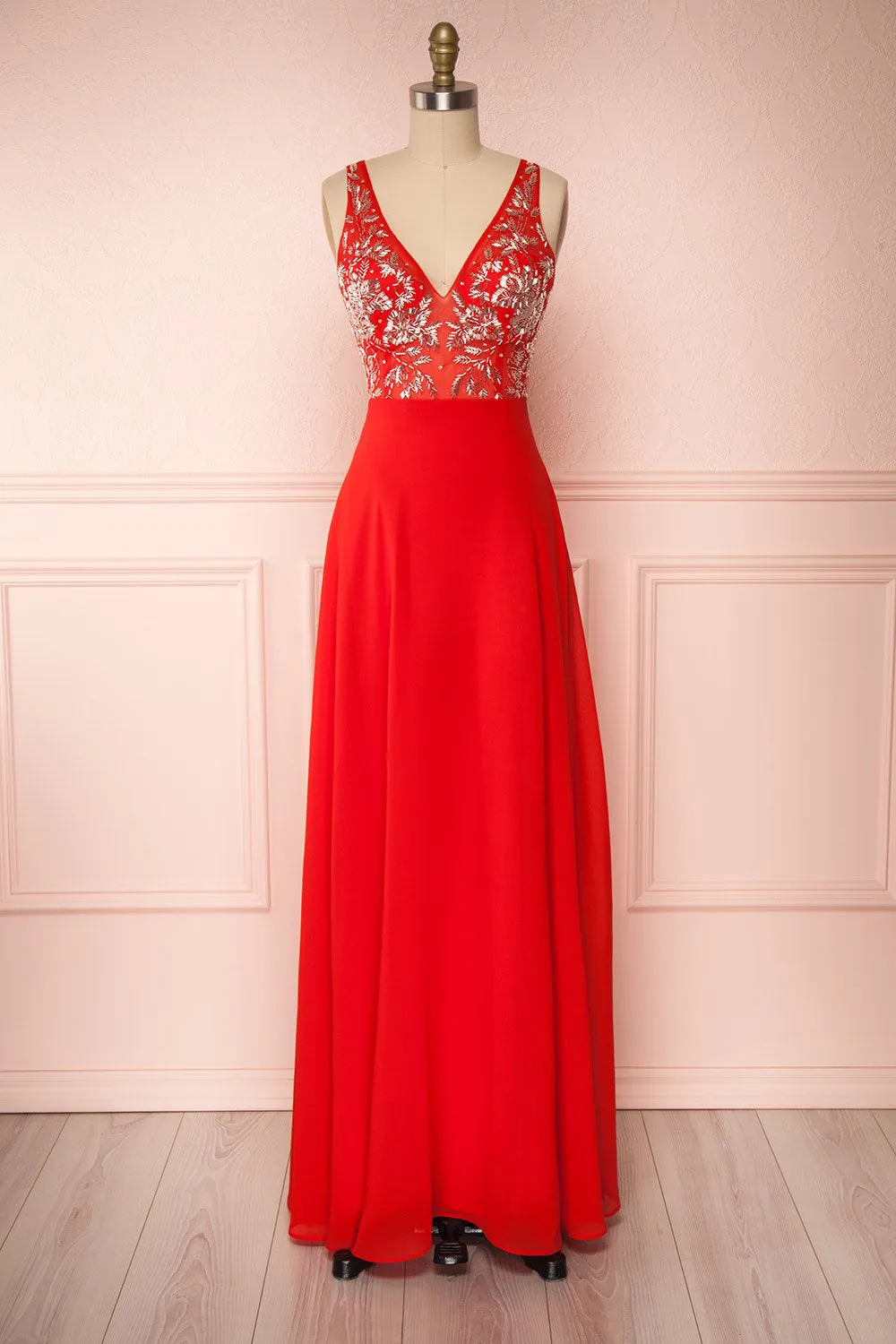 Esther Red | Maxi Prom Dress with Slit sold by Boutique 1861