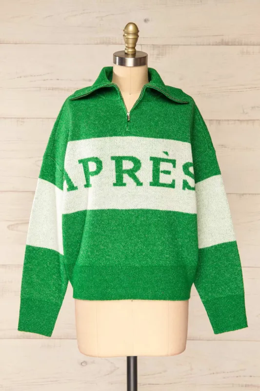 Kyzyl Green | Knit Quarter Zip Sweater sold by Boutique 1861