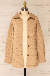 Cugas |  Beige Oversized Quilted Shacket sold by Boutique 1861