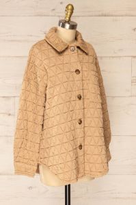 Cugas |  Beige Oversized Quilted Shacket sold by Boutique 1861