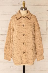 Cugas |  Beige Oversized Quilted Shacket sold by Boutique 1861